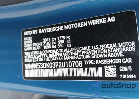 2023 Mini Hardtop Cooper S z USA, uszkodzony, nr VIN WMW53DK03P2U10708